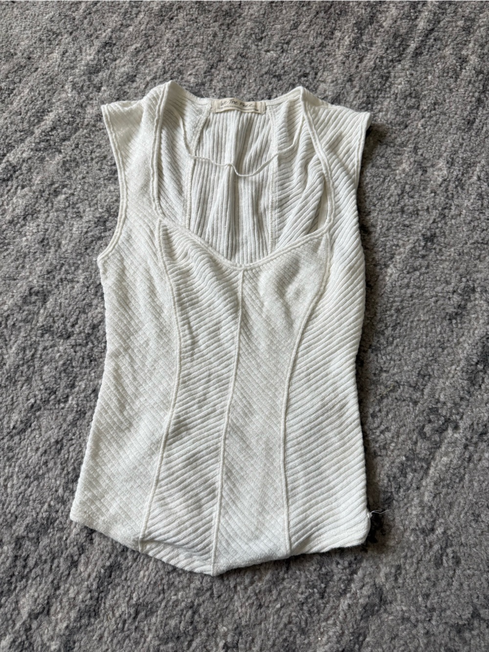 We The Free White Ribbed Womens Tank Top